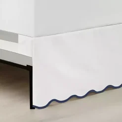 Online Kirklands Home White Navy Scalloped Coastal Queen Bed Skirt