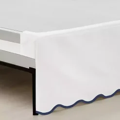 Online Kirklands Home White Navy Scalloped Coastal Queen Bed Skirt