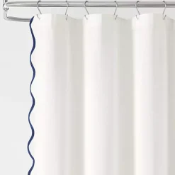 Outlet Kirklands Home White Navy Scalloped Coastal Shower Curtain