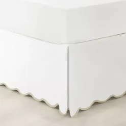 Discount Kirklands Home White Neutral Scalloped Coastal Queen Bed Skirt Tan