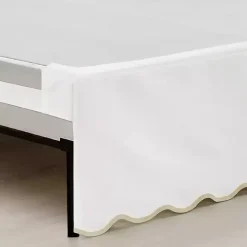 Discount Kirklands Home White Neutral Scalloped Coastal Queen Bed Skirt Tan