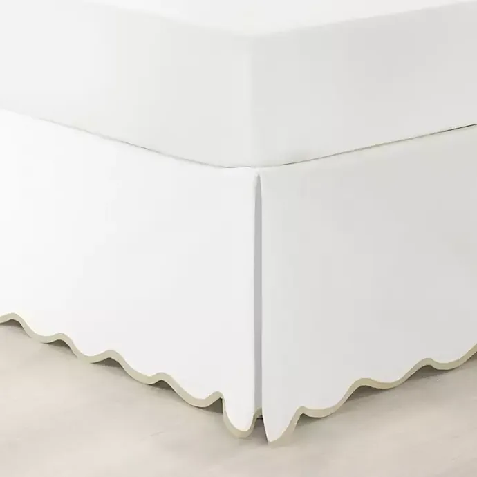 Outlet Kirklands Home White Neutral Scalloped Coastal King Bed Skirt