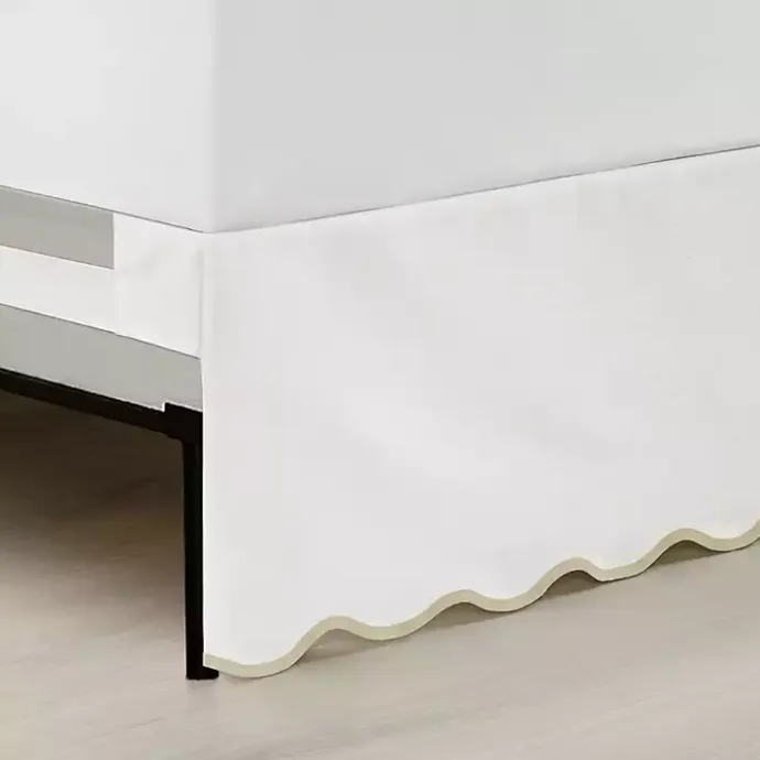 Outlet Kirklands Home White Neutral Scalloped Coastal King Bed Skirt