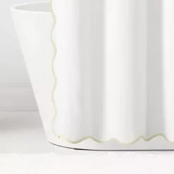 Sale Kirklands Home White Neutral Scalloped Coastal Shower Curtain
