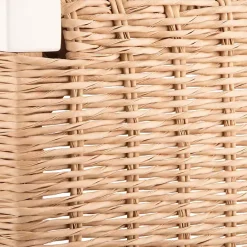 Online Kirklands Home White Newport Wood and Rattan Bench with Shelf Brown