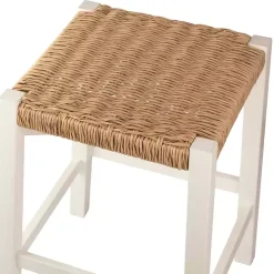 Kirklands Home White Newport Wood and Rattan Counter Stool Brown