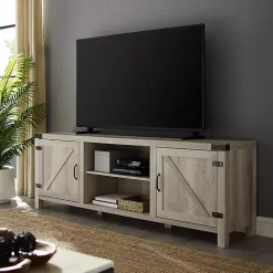 Kirklands Home Oak Barn Door TV Stand White