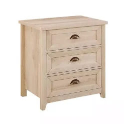 Outlet Kirklands Home Oak Bronze Cupped Handle Nightstand White