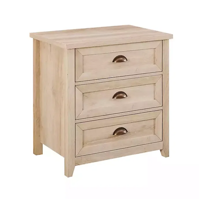 Outlet Kirklands Home Oak Bronze Cupped Handle Nightstand White
