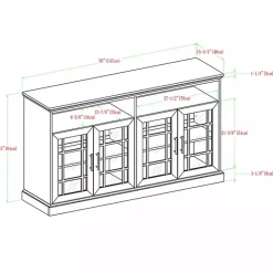 Discount Kirklands Home White Oak Glass Door TV Stand, 58 in. Ivory