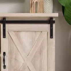 Outlet Kirklands Home Oak Sliding Barn Door TV Stand White