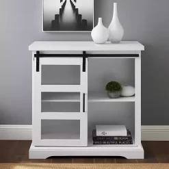 New Kirklands Home Oak Sliding Door Cabinet White