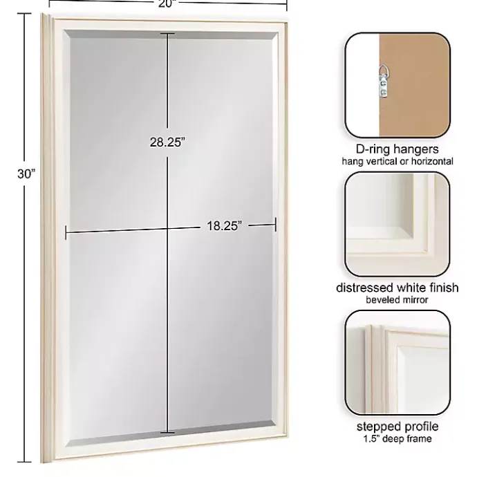 New Kirklands Home White Oakhurst Rectangle Wall Mirror, 30 in.