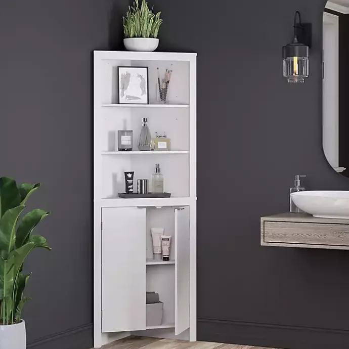 Sale Kirklands Home Open Shelf Corner Cabinet White
