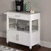 Best Kirklands Home White Parker Granite Top Rolling Kitchen Cart