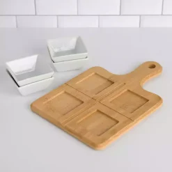 Discount Kirklands Home White 5-pc. Dip Bowl Set with Bamboo Tray