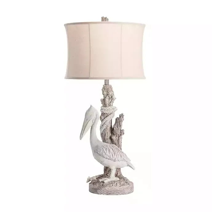 Outlet Kirklands Home White Pelican Coastal Table Lamp Ivory