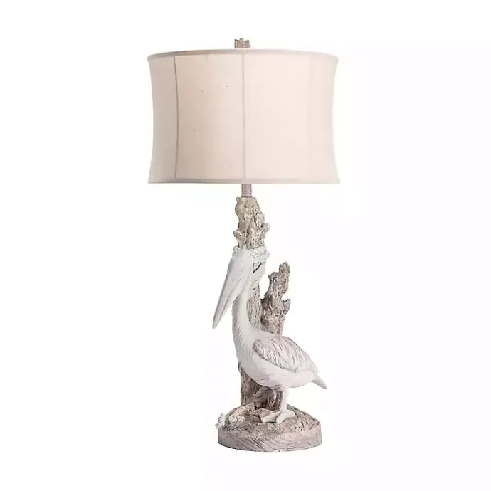 Outlet Kirklands Home White Pelican Coastal Table Lamp Ivory