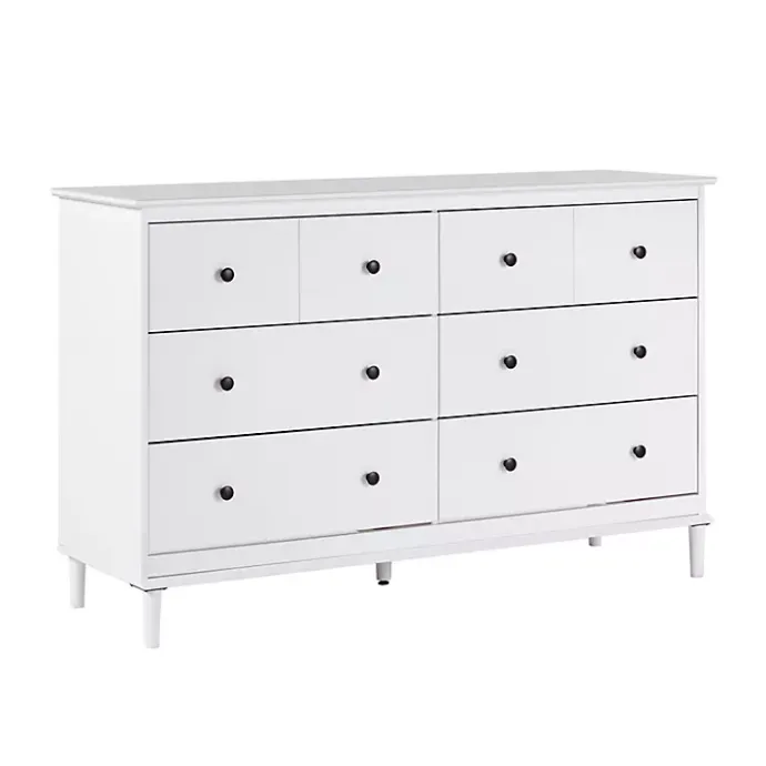 Kirklands Home Pine 6-Drawer Modern Dresser White