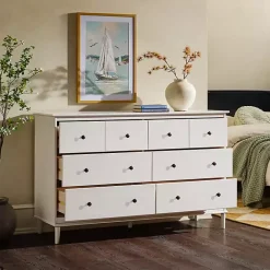 Kirklands Home Pine 6-Drawer Modern Dresser White