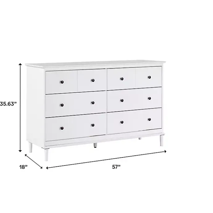 Kirklands Home Pine 6-Drawer Modern Dresser White
