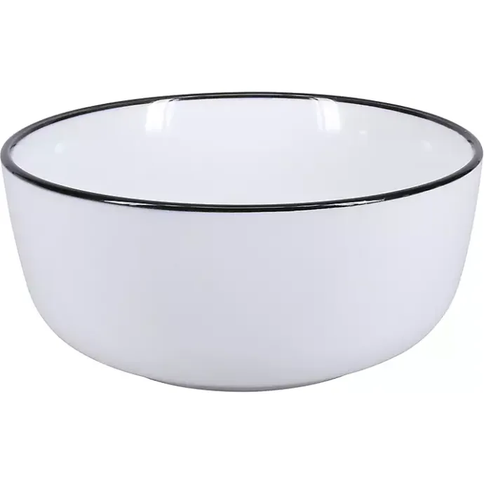 Sale Kirklands Home Porcelain Black Trim 16-pc. Dinnerware Set White