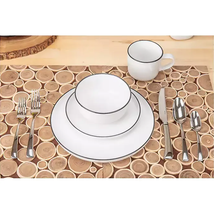 Sale Kirklands Home Porcelain Black Trim 16-pc. Dinnerware Set White