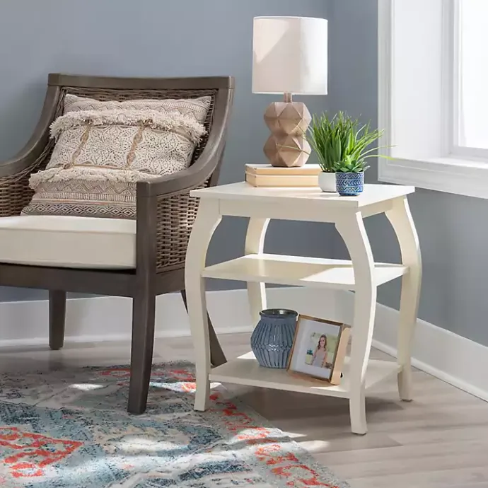 Sale Kirklands Home Prismatic Wood Accent Table White
