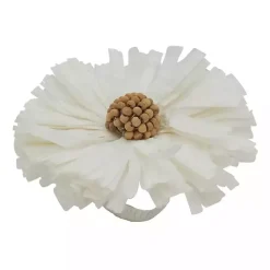 Hot Kirklands Home Raffia Flower Napkin Rings, Set of 4 White