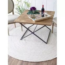 Kirklands Home Reno Woven Round Area Rug, 4 ft. White