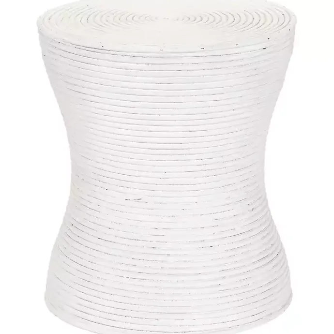 Best Kirklands Home Ribbed Rattan Round Accent Table White