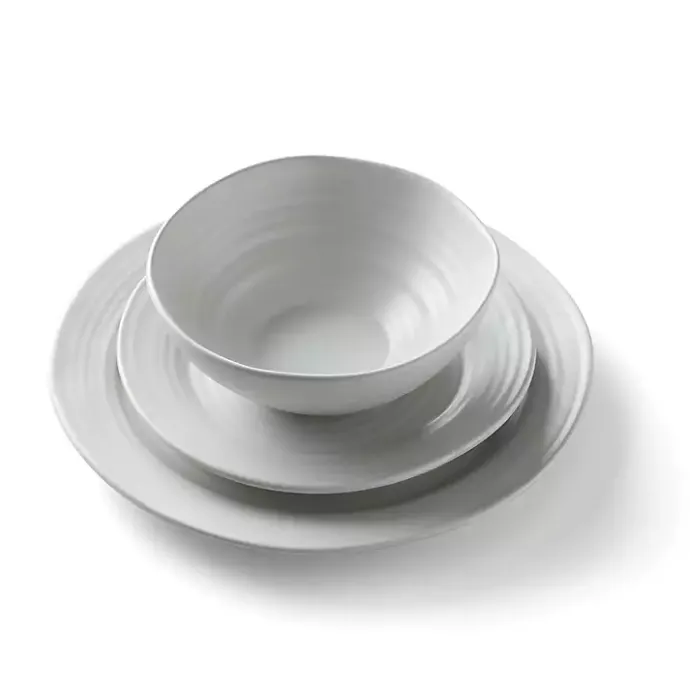 Sale Kirklands Home Ridge 12-pc. Stoneware Dinnerware Set White