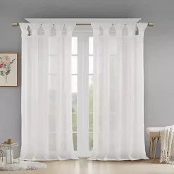 New Kirklands Home Rosette Tab Top Curtain Panel, 95 in. White