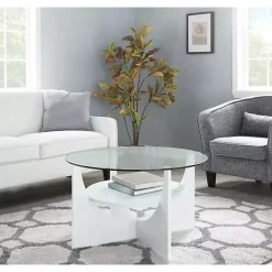 Best Kirklands Home Round Glass Coffee Table White