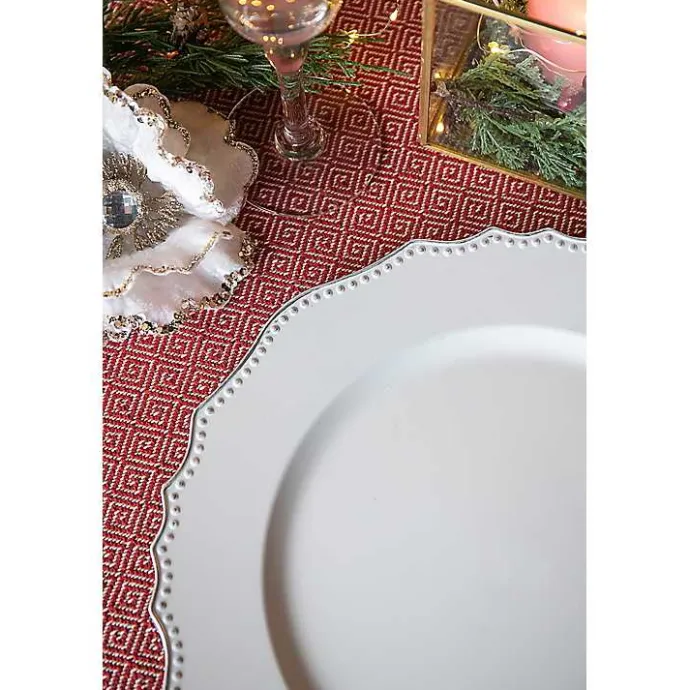 New Kirklands Home Scalloped Beaded Rim Chargers, Set of 4 White