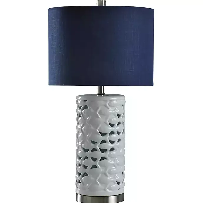 Discount Kirklands Home White School of Fish Open Work Table Lamp Blue