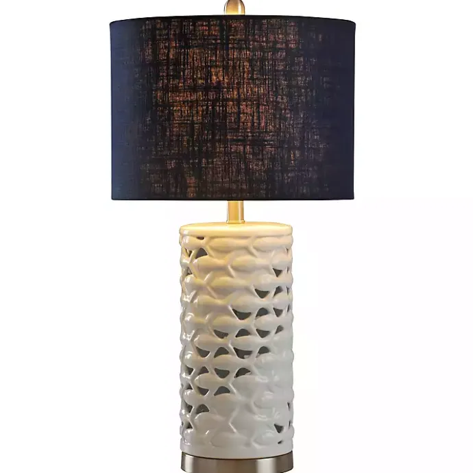 Discount Kirklands Home White School of Fish Open Work Table Lamp Blue