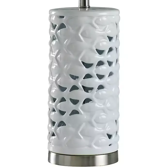 Discount Kirklands Home White School of Fish Open Work Table Lamp Blue