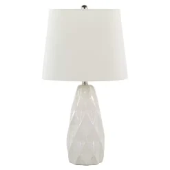Kirklands Home Sculpted Diamond Table Lamps, Set of 2 White