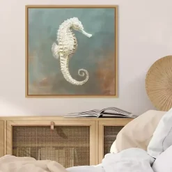 New Kirklands Home White Seahorse Framed Canvas Art Print