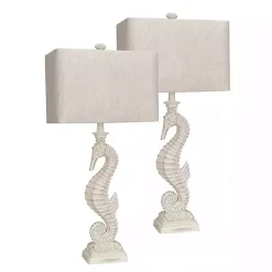 Sale Kirklands Home Seahorse Table Lamps, Set of 2 White