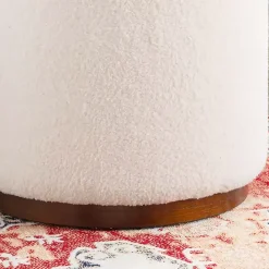 Online Kirklands Home Sherpa Upholstered Storage Ottoman White