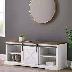 Sale Kirklands Home Sliding Barn Door Bench White