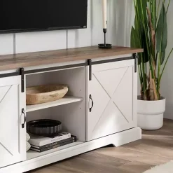 Kirklands Home Sliding Barn Door Media Cabinet White