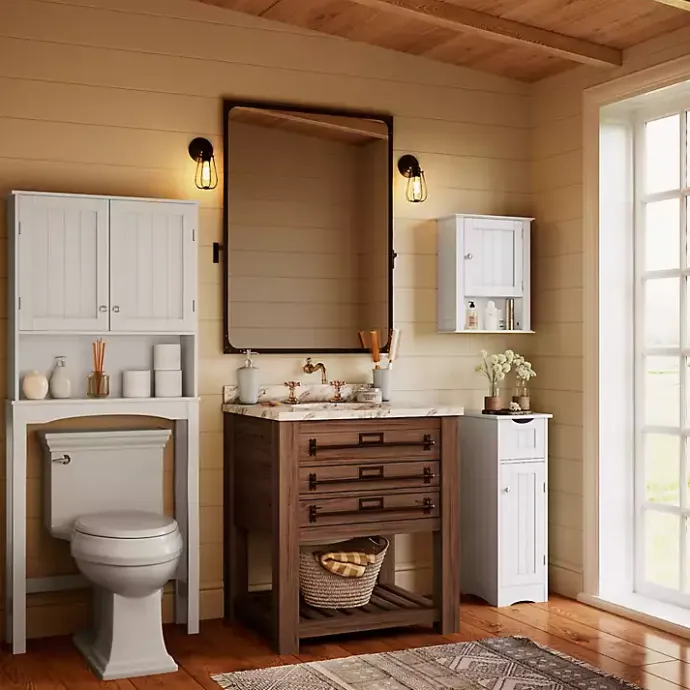 Kirklands Home Slim Single Door Cabinet with Drawer White