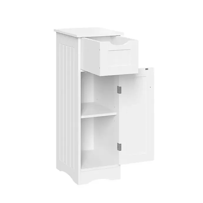 Kirklands Home Slim Single Door Cabinet with Drawer White