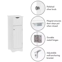 Kirklands Home Slim Single Door Cabinet with Drawer White