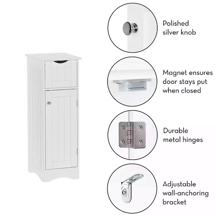 Kirklands Home Slim Single Door Cabinet with Drawer White