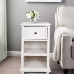 Best Kirklands Home Slim Wooden 2-Shelf Side Table White