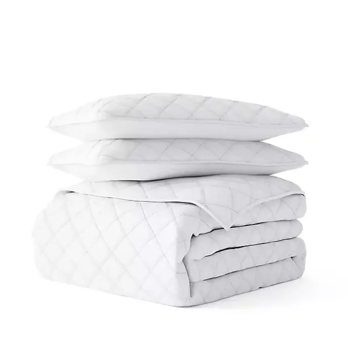 New Kirklands Home Stitched Diamond 3-pc. Queen Quilt Set White